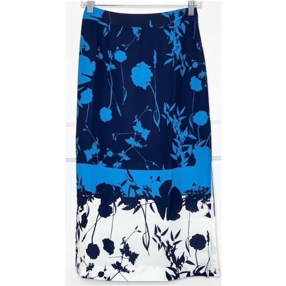 NWT‎ TED BAKER Floral Colorblock Stripe High Waist Side Slit Pencil Midi Skirt 2 - Picture 5 of 11